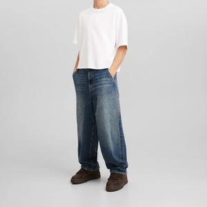 Stylish <b>Men's</b> High Breathable Waterproof Denim Straight <b>Jeans</b> Washed Slim Fit Stretch Knitted <b>Drawstring</b> Closure Denim pants - Product Image 3