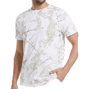 T-shirt à col rond pour homme avec imprimé marbré abstrait – Vêtements graphiques de créateur modernes - Product Image 4