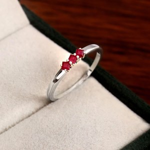 Bague en argent sterling 925 avec pierre précieuse rubis rouge pour femme - Product Image 3