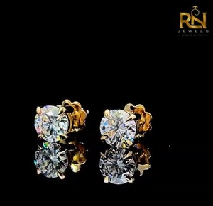 ต่างหูเพชรทรงกลมเพาะเลี้ยงในห้องปฏิบัติการ ทองคำแท้ 9K 14K 18K เครื่องประดับคุณภาพสูง ขายส่งจากโรงงานโดยตรง รับสั่งทำ - Product Image 3