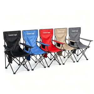 Custom Logo Portable <b>Folding</b> Camping <b>Chair</b> Outdoor Beach Fishing <b>Chair</b> Heavy Duty Picnic Seat with Cup Holder Carry Bag - Product Image 5
