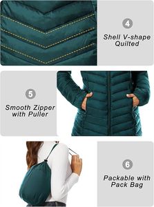 Women's Lightweight <b>Packable</b> Puffer <b>Jacket</b> Hooded Winter Quilted <b>Jacket</b> Custom Women's Hooded Puffer <b>Jacket</b> Water Resistant Coat - Product Image 4
