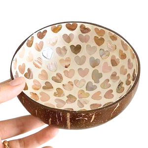 Set de Regalo Vegano Ecológico - Tazón de Coco Lacado con Incrustaciones de Perlas - Madera Natural - Product Image 2