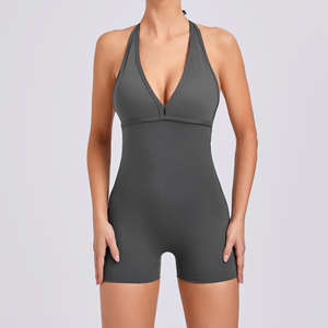 Combinaison de sport moulante une pièce pour femme, personnalisable en gros, pour yoga et fitness, avec effet liftant des fesses - Product Image 1