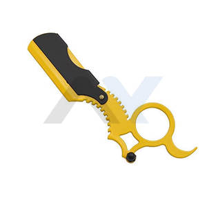 Navaja de afeitar universal de media hoja reemplazable, de un solo filo, con anillo, para barbería, de acero inoxidable amarillo - Product Image 1