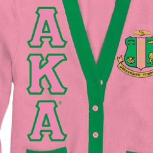 Pink Green Varsity <b>Cardigan</b> <b>Sweater</b> With Letter Design Embroidered Crest Knit Button Front Casual Fashion <b>Cardigan</b> For Women - Product Image 2