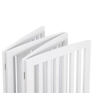 Cancelletto di Sicurezza per Cani a 4 Pannelli, Pieghevole, Autoportante, Bianco, 24 Pollici, per Interni ed Esterni, Impermeabile, con Chiusura a Pulsante, per Animali di Piccola Taglia - Product Image 3