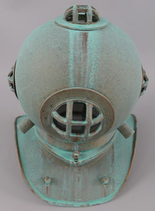 Casco de Buceo Antiguo de Cobre, Casco de Buceo Vintage para Aguas Profundas, Acabado Verdigris, Decoración Náutica Marítima, Réplica para Exhibición - Product Image 4