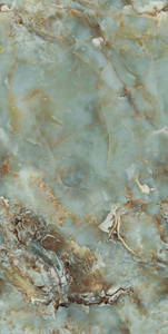 Azulejos de Porcelana Vitrificada con Diseño de Mármol Verde de 800X1600 mm para Piso y Pared, Acabado Brillante, Interior y Exterior Moderno - Product Image 1