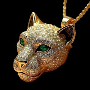 Colgante Hiphop Personalizado con Forma de Animal, Chapado en Oro, Moissanita VVS, Totalmente Engastado, con Engaste de Bisel Estilo Rapper, Colgantes y Dijes Finos para Hombre - Product Image 1