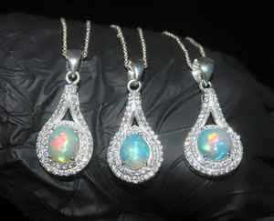 Ethiopian Fire Opal Pendant Sterling Silver Teardrop Necklace Handmade Natural Gemstone Jewelry For Women - Product Image 5