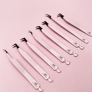 MAHFOOZ INSTRUMENTS Pinces à cils roses personnalisées sous marque privée, Pinces à extensions de cils avec poignée en fibre en forme de cœur - Product Image 6