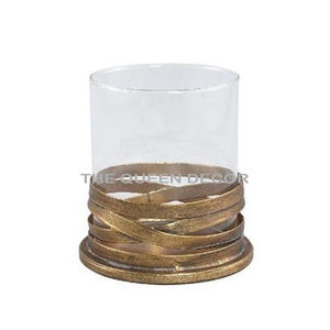 Leafy Design Gold Finish Aluminum Metal Votive <b>Candle</b> Holder With Clear Glass Use Home Wedding Table Centerpiece At <b>Cheap</b> Price - Product Image 3
