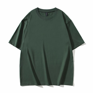Camiseta de algodón extragrande para hombre, cuello redondo, manga corta, color liso, tejido de punto, estilo casual urbano - Product Image 4