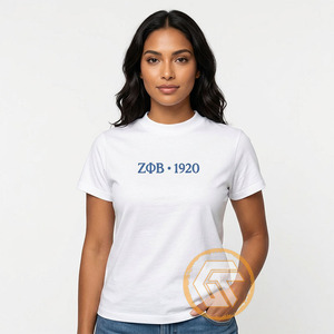 T-shirts décontractés pour femmes GREEK TREASURES Zeta Phi Beta Sorority, en jersey 100 % coton de haute qualité, col rond, logo respirant - Product Image 4