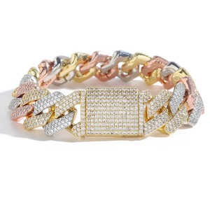 New Fashion Three-color Mosaic Personality Bracelet Hip-hop <b>Men</b> Accessories Bracelet - Product Image 1