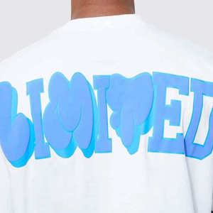 Camiseta Blanca Extra Grande para Hombre con Estampado de Letras Azules en la Espalda, Cuello Redondo, Manga Corta, Estilo Urbano, Tejido de Punto - Product Image 5