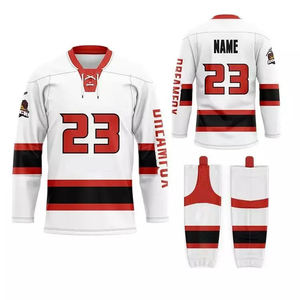 Ensemble d'uniformes de hockey sur glace pour femmes, maillot d'équipe sublimé personnalisé et chaussettes de hockey, logo et numéro personnalisés, vente en gros OEM - Product Image 5
