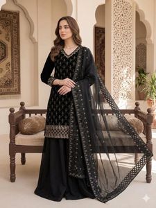 New Collection Kurta Sharara Dupatta Set Frendy Silk With Embroidery Sequence Work and Beads Work Sharara Suit - Product Image 2