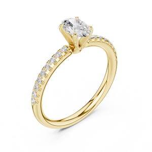 Anillo de Compromiso y Matrimonio Minimalista de Oro Amarillo de 14K con Diamante Cultivado en Laboratorio de 0.50CT, Corte Ovalado, Color E, Joyería para Mujer - Product Image 2
