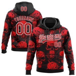 Sweat-shirt à capuche sportif personnalisé noir-rouge-blanc avec crânes d'Halloween, nouvelle conception, vente en gros directe pour l'industrie - Product Image 1