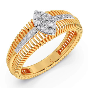Bague en or jaune pour femme avec diamant taille princesse, bijou de luxe pour fiançailles - Product Image 1