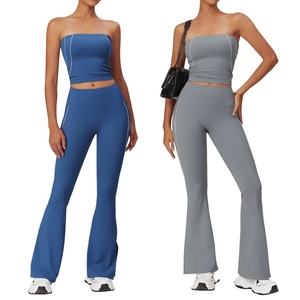 Ensemble de sport pour femmes personnalisé en gros, color block, débardeur sans manches ultra doux et leggings de yoga taille haute - Product Image 5