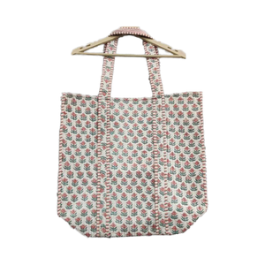 Bolso de mano bohemio de tamaño mediano Reversible con estampado floral de bloque de mano acolchado de algodón hecho a mano indio envío gratis en todo el mundo - Product Image 1