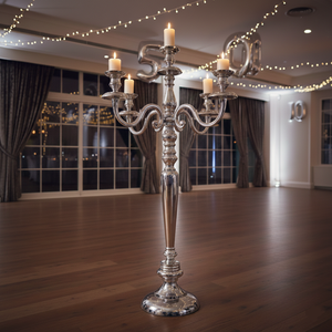 Vente directe d'usine grand candélabre bougeoir en métal fait à la main personnalisé pour la pièce maîtresse de table de noël nickelé - Product Image 2