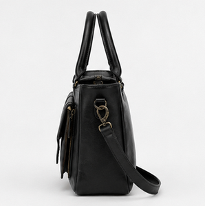 Sac à main pour femme en cuir véritable de luxe, imperméable, noir et marron, sac fourre-tout avec fermeture à glissière, style anglais - Product Image 2