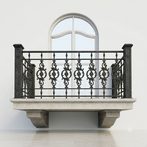 Victorian-style Wrought Iron Pipe Balcony Railing <b>Flooring</b>-mounted Rust-resistant DIY Installation Suitable for Outdoor Use - Product Image 1