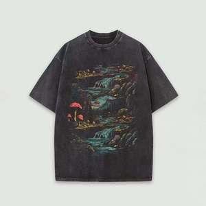 Camiseta Corta de Moda con Lavado Ácido y Pedrería de Diamantes para Hombre, Oversize de Algodón con Gráficos Desgastados, Estampado DTG, Ropa Personalizada de Verano - Product Image 1