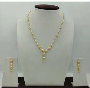 Joyería de moda tradicional para fiestas nupciales, elegante conjunto de collar con colgante de cuentas doradas y aretes a juego para mujer - Product Image 1