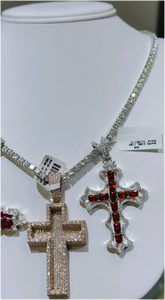 Colgante de Cruz Colorido Personalizado de Plata 925 con Baño de Oro 18K, Chapado en Oro, con Moissanita VVS y Diamantes, Joyería Fina para Hombre, Estilo Hip Hop - Product Image 4