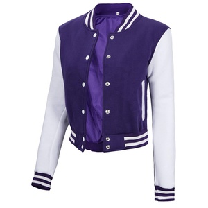 Chaqueta Varsity Personalizable de Invierno para Mujer, de Alta Calidad, con Logotipo Personalizado al por Mayor, Exterior de Cuero Genuino, Forro Polar Transpirable - Product Image 1