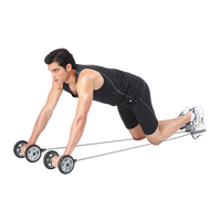 Roue abdominale ALLWINWIN ABW10 - Tapis de genouillères, tube de résistance séparé, rouleau d'exercice, entraînement de renforcement musculaire, gym