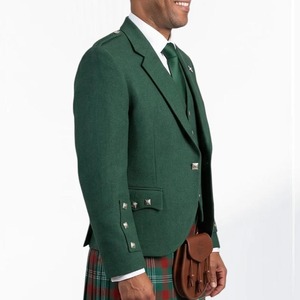 2026 <b>Men's</b> Scottish <b>Blue</b> <b>Tweed</b> Kilt <b>Jacket</b> And Waistcoat Argyle Wedding Kilt <b>Jacket</b> Wholesale - Product Image 3