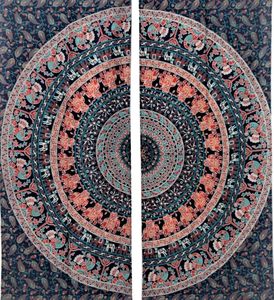 Indian Mandala Elephant Curtain Panels, Boho Paisley <b>Tapestry</b> Drapes, Hippie Window Decor Room Divider - Product Image 4