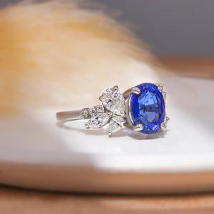 Top Quality Round Diamond <b>Ring</b> with Blue Sapphire <b>Ring</b> for Elegant Wedding Proposal and Engagement <b>Ring</b> Use from <b>Indian</b> Supplier - Product Image 5