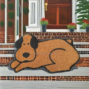 Paillassons en fibre de coco lavables et touffetés avec motif original en forme de patte et dos antidérapant en caoutchouc - Product Image 1