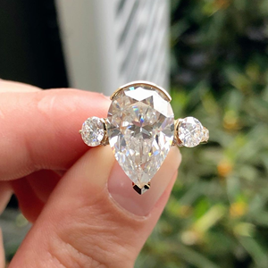 Anillo de Diamante Cultivado en Laboratorio de 3 Quilates con Corte Pera, Oro Blanco de 14K, Joyería Clásica para Compromiso y Boda, Original - Product Image 1