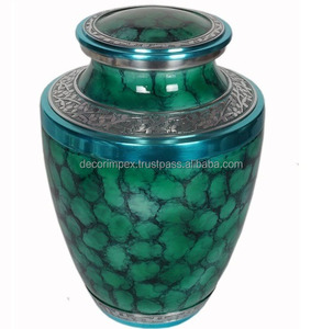 Recién lanzado, azul clásico con un patrón de crujido blanco o plateado. Urna de metal para cenizas humanas y urnas funerarias - Product Image 6