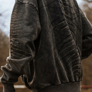 Sweat-shirt Streetwear délavé à l'acide personnalisable, en coton épais 100%, coupe ample, écologique, vêtement de mode - Product Image 3