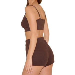 Conjunto de sujetador deportivo sin costuras para mujer al por mayor, sujetador de yoga con espalda en U y pantalón corto de fitness, conjunto de ropa deportiva transpirable - Product Image 3