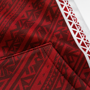 Sudadera con Capucha Unisex con Estampado Geométrico Rojo y Blanco, Impresión por Sublimación, Protección UV UPF 50, Chaqueta para Adultos - Product Image 3