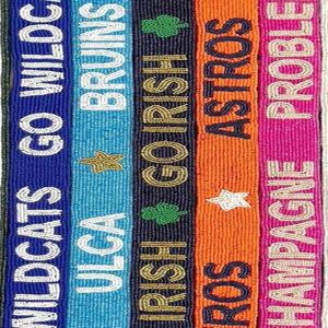 Sangle de sac de sport en coton irlandais perlé doré et bleu, accessoire de sac élégant fait à la main avec personnalisation, parfait pour les jours de match - Product Image 5