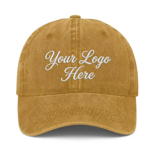 6 Panel Wholesale Custom Logo Embroidery Washed Fabric Unstructured Curved Brim Cotton Baseball Cap Unisex <b>Dad</b> <b>Hat</b> Multi Color - Product Image 1