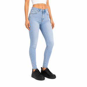 Custom Women Mid Waist Skinny <b>Denim</b> Jeans <b>Stretch</b> Fitted Slim Fit Jean Pants Five Pocket Casual Trousers Solid Colour Streetwear - Product Image 3