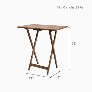 <b>Folding</b> XL Oversize TV <b>Tray</b> <b>Table</b> Set of 4 with Storage Rack Farmhouse Walnut Finish - Product Image 5