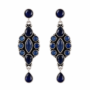 Bulk <b>Oxidized</b> Silver Jade Flower Design Drop Earrings Women | Handmade Indian Vintage Wedding Jewelry | Wholesale Supplier - Product Image 1